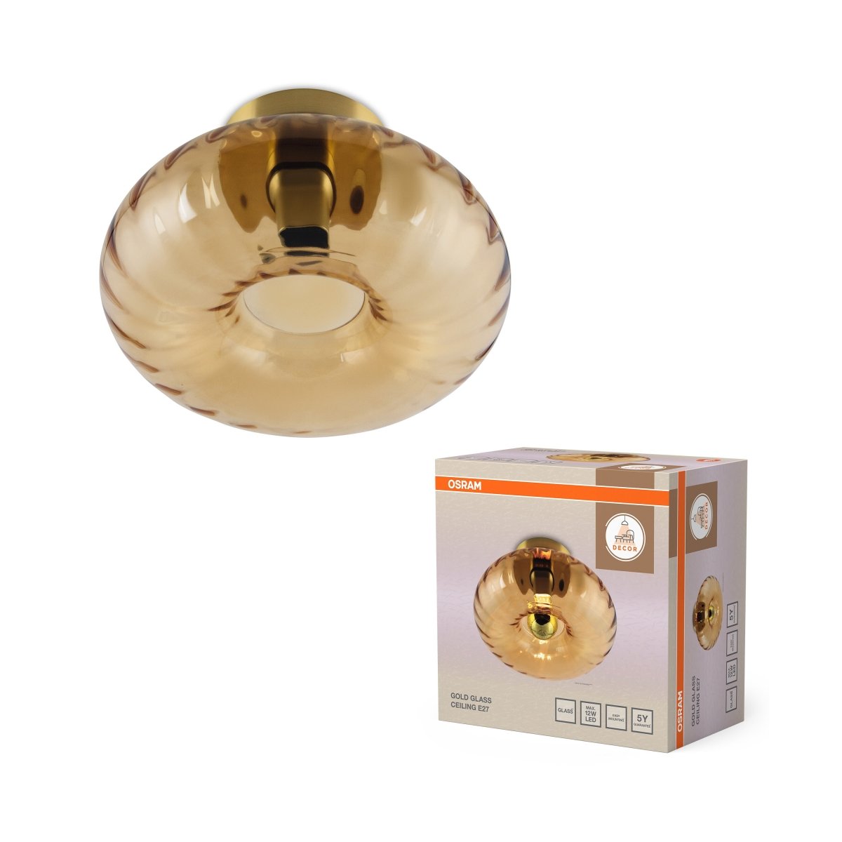 OSRAM Decor Gold Glass Plafon E27 złoty - eshop Ledvance PL 4058075850668