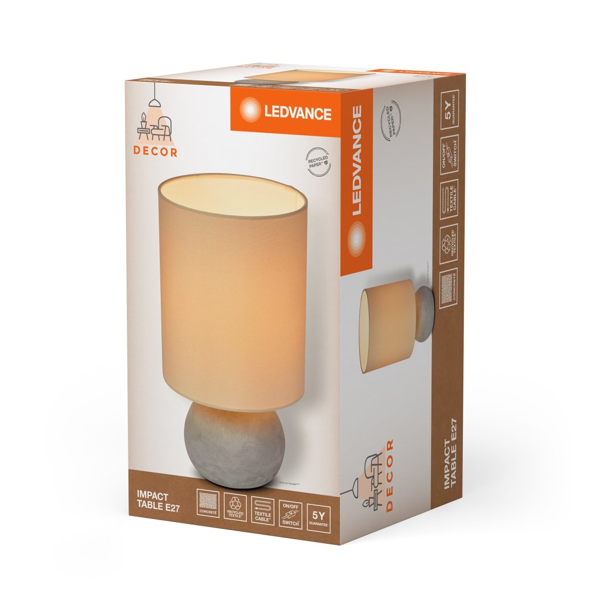 OSRAM Decor Impact lampa stołowa 1×E27 beżowo - szara - eshop Ledvance PL 4058075841680
