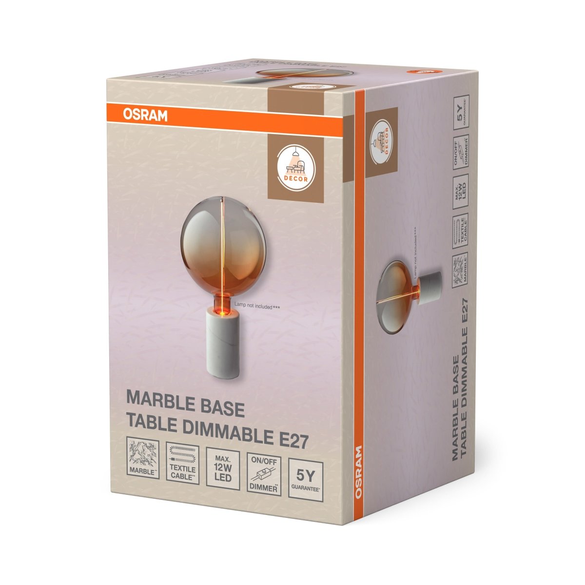 OSRAM Decor Marble Base Lampa stołowa DIM E27 biała - eshop Ledvance PL 4058075846906