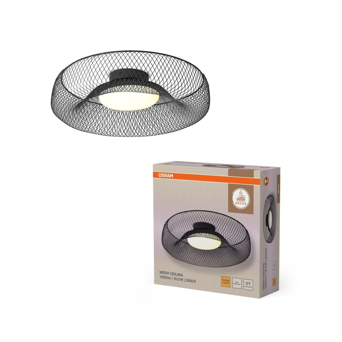 OSRAM Decor Mesh Plafon 18.5W 830 czarny - eshop Ledvance PL 4058075847385