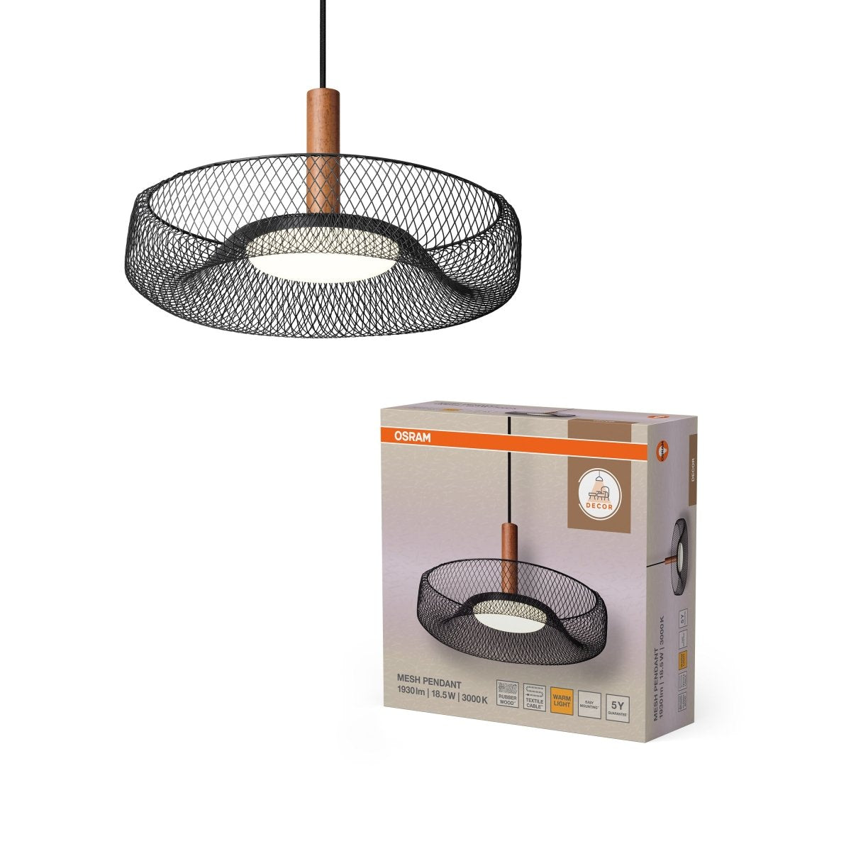 OSRAM Decor Mesh Wisząca 18.5W 830 czarny - eshop Ledvance PL 4058075847422