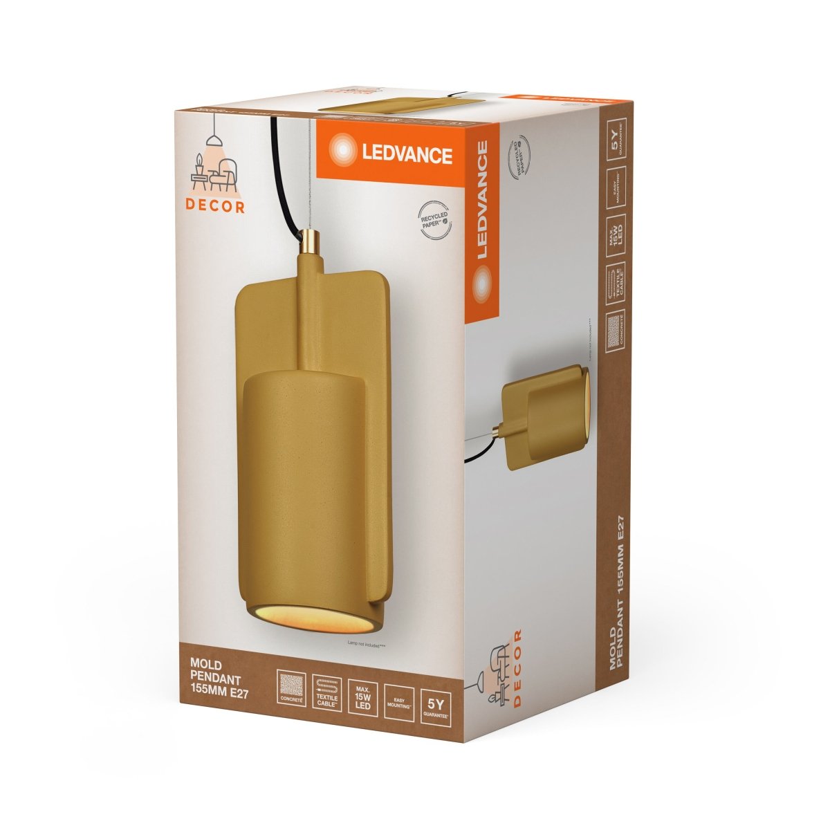 OSRAM Decor Mold lampa Wisząca 155 mm 1×E27 złota - eshop Ledvance PL 4058075841666