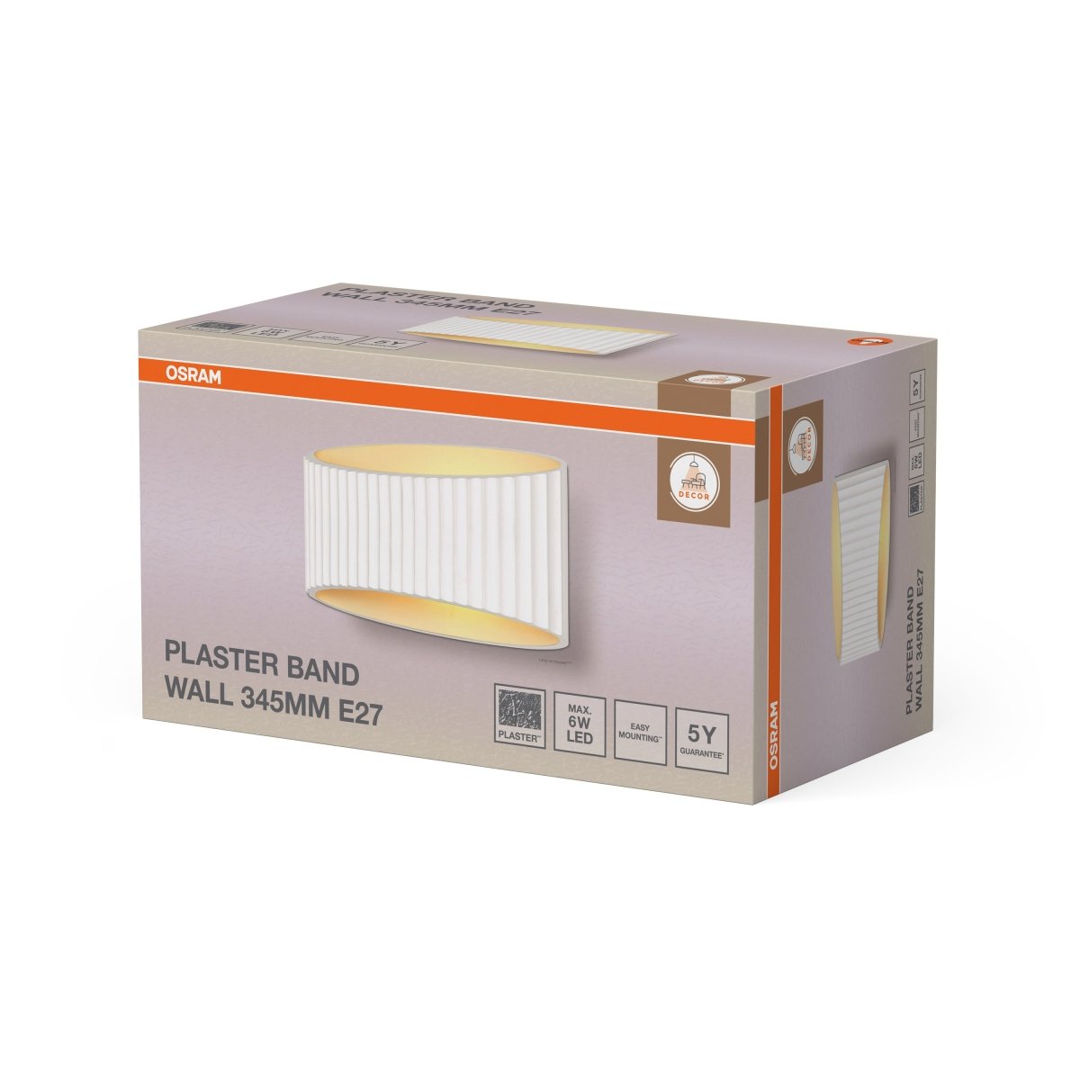 OSRAM Decor Plaster Band Kinkiet 345 1x E27 biały - eshop Ledvance PL 4099854454400