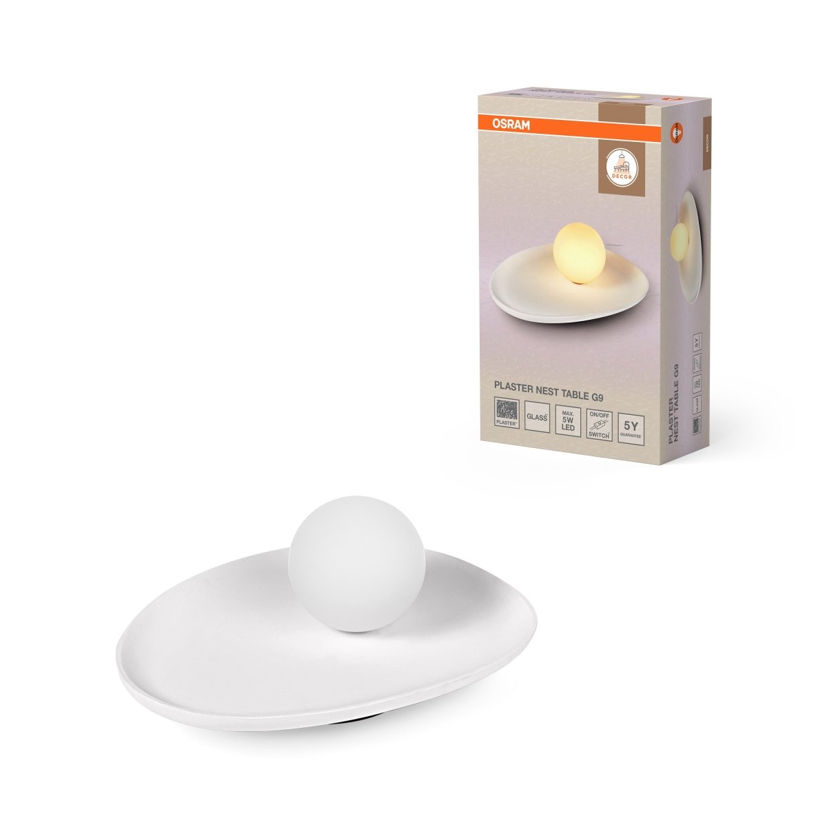 OSRAM Decor Plaster Nest Lampa stołowa G9 biała - eshop Ledvance PL 4099854454882