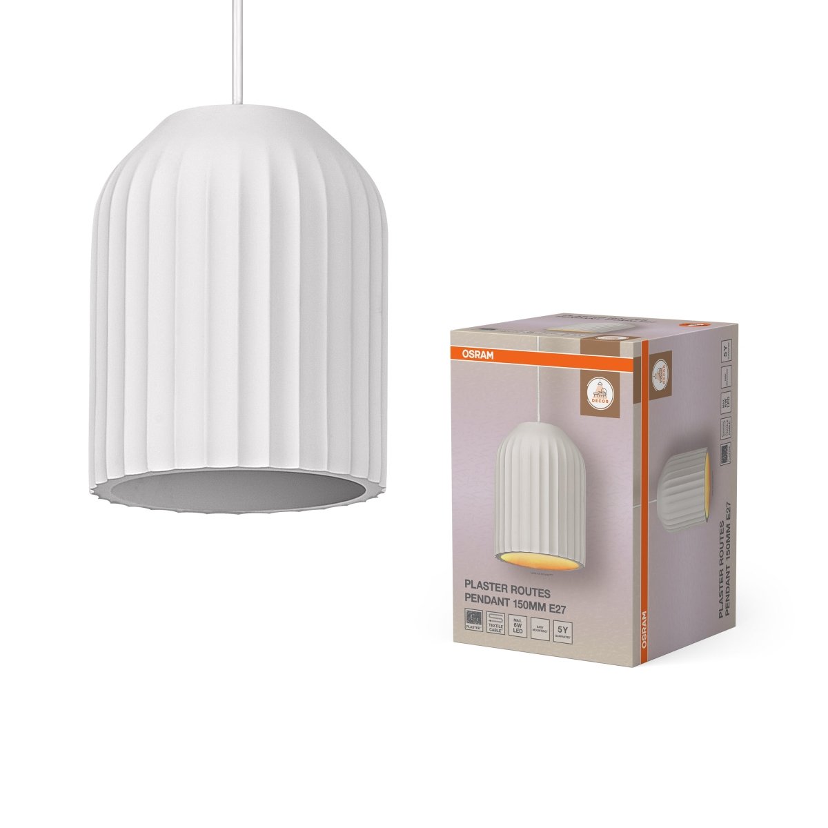 OSRAM Decor Plaster Routes Wisząca 150 E27 biały - eshop Ledvance PL 4099854460890