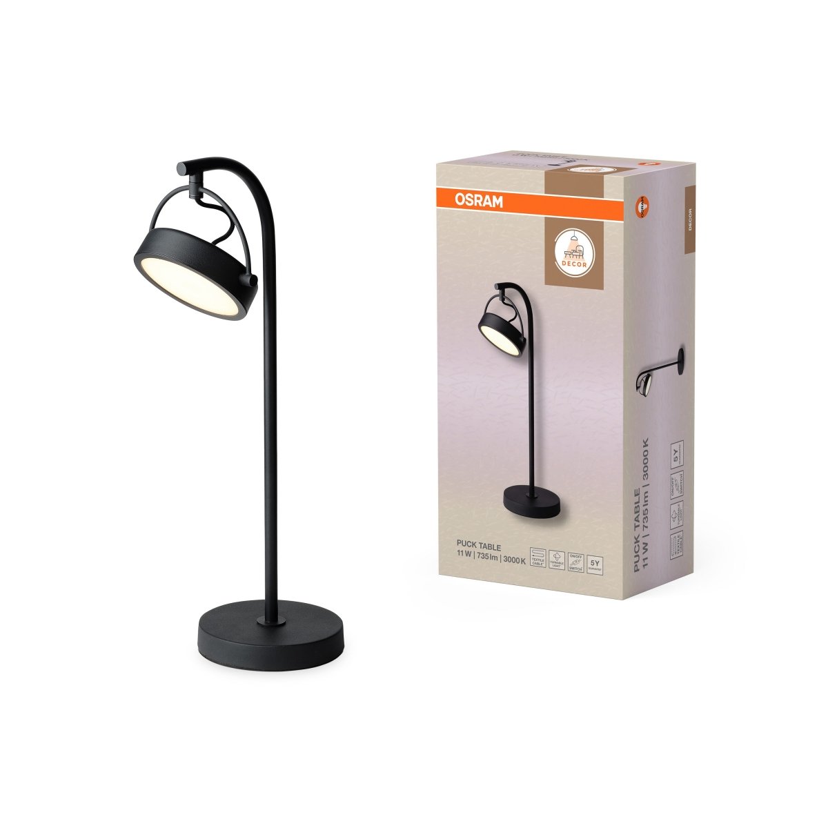 OSRAM Decor Puck Lampa stołowa 11W 930 czarna - eshop Ledvance PL 4058075846463