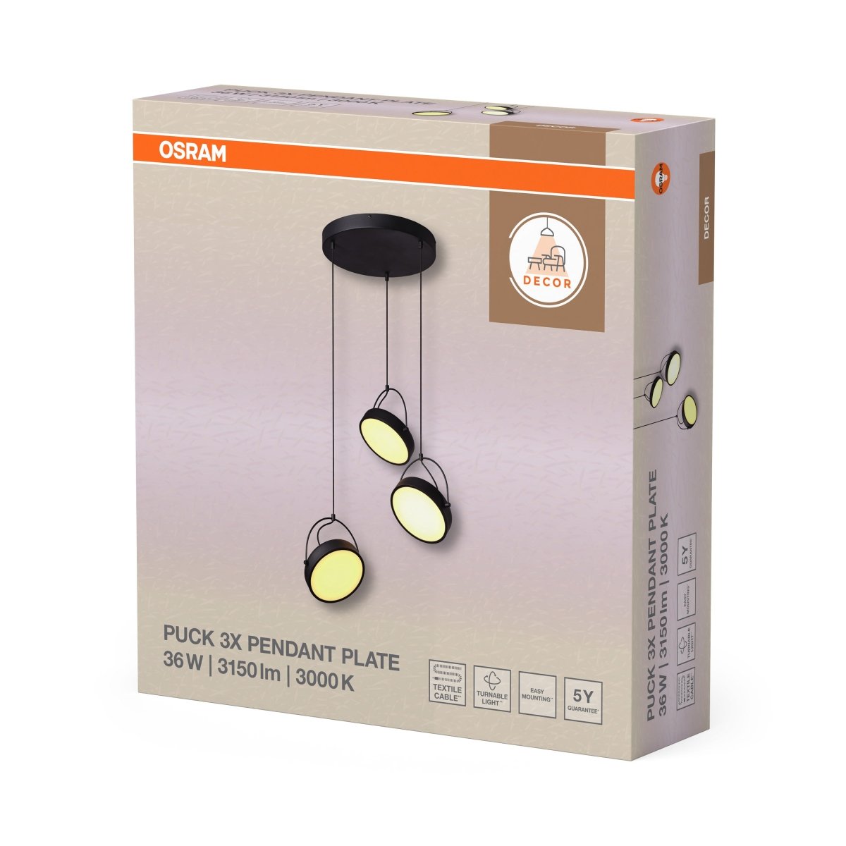 OSRAM Decor Puck Wisząca 3XPendant PL 36W 930 czarny - eshop Ledvance PL 4058075846586