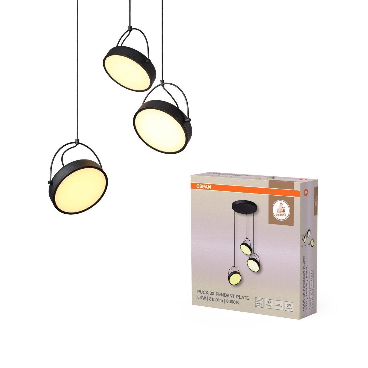 OSRAM Decor Puck Wisząca 3XPendant PL 36W 930 czarny - eshop Ledvance PL 4058075846586