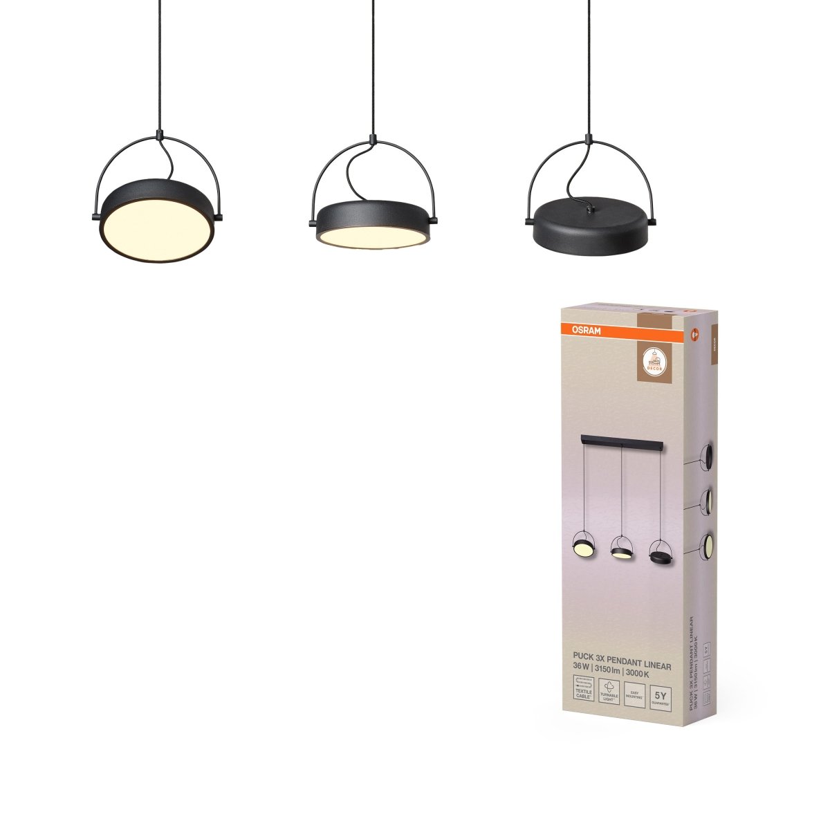 OSRAM Decor Puck Wisząca LN 3x 36W 930 czarny - eshop Ledvance PL 4058075846562