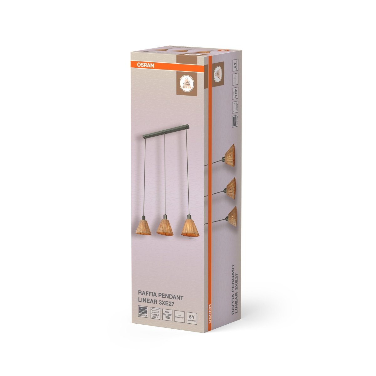 OSRAM Decor Raffia Wisząca liniowy 3x E27 zielony - eshop Ledvance PL 4099854461187