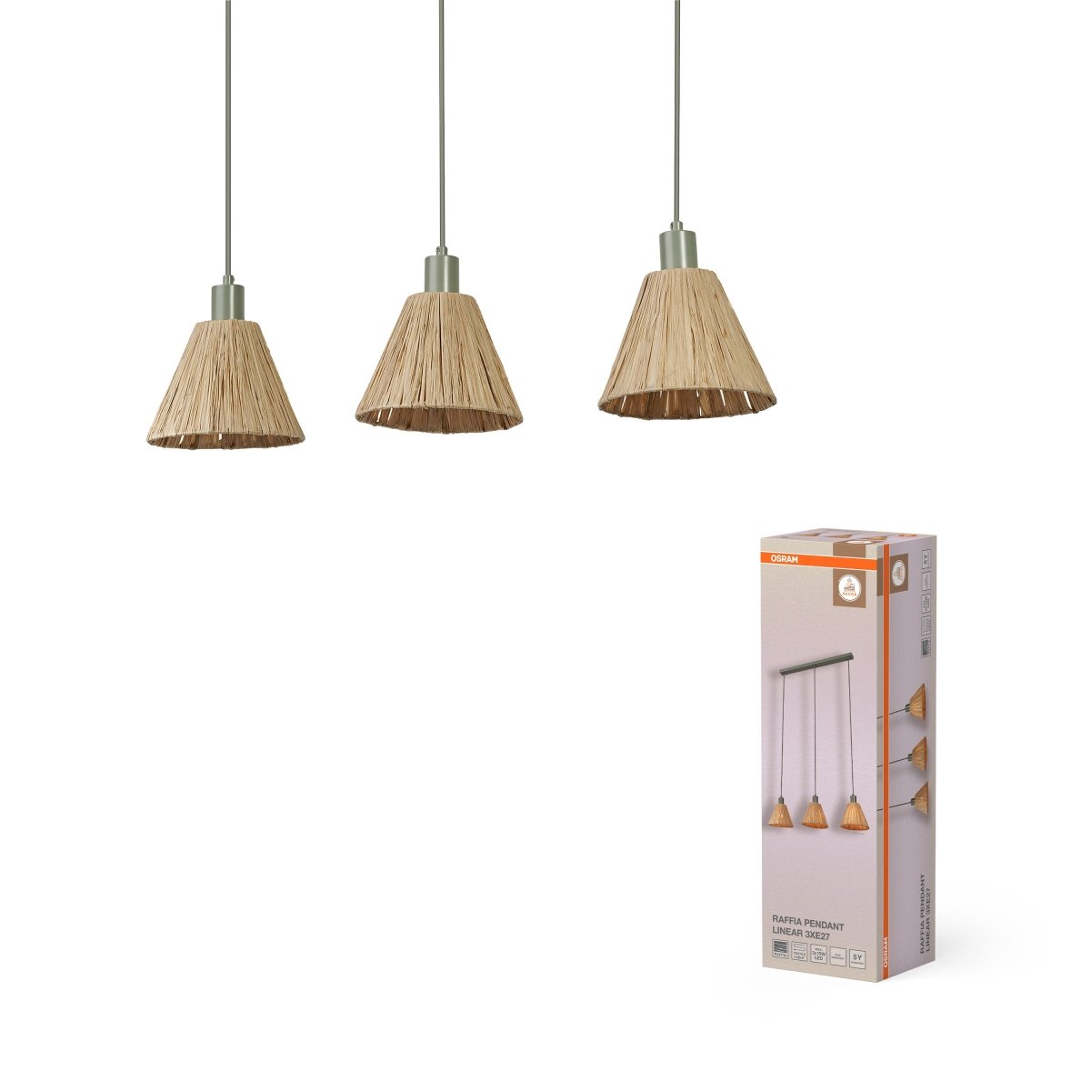 OSRAM Decor Raffia Wisząca liniowy 3x E27 zielony - eshop Ledvance PL 4099854461187