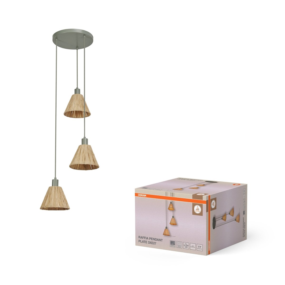 OSRAM Decor Raffia Wisząca płytowy 3x E27 zielony - eshop Ledvance PL 4099854461163