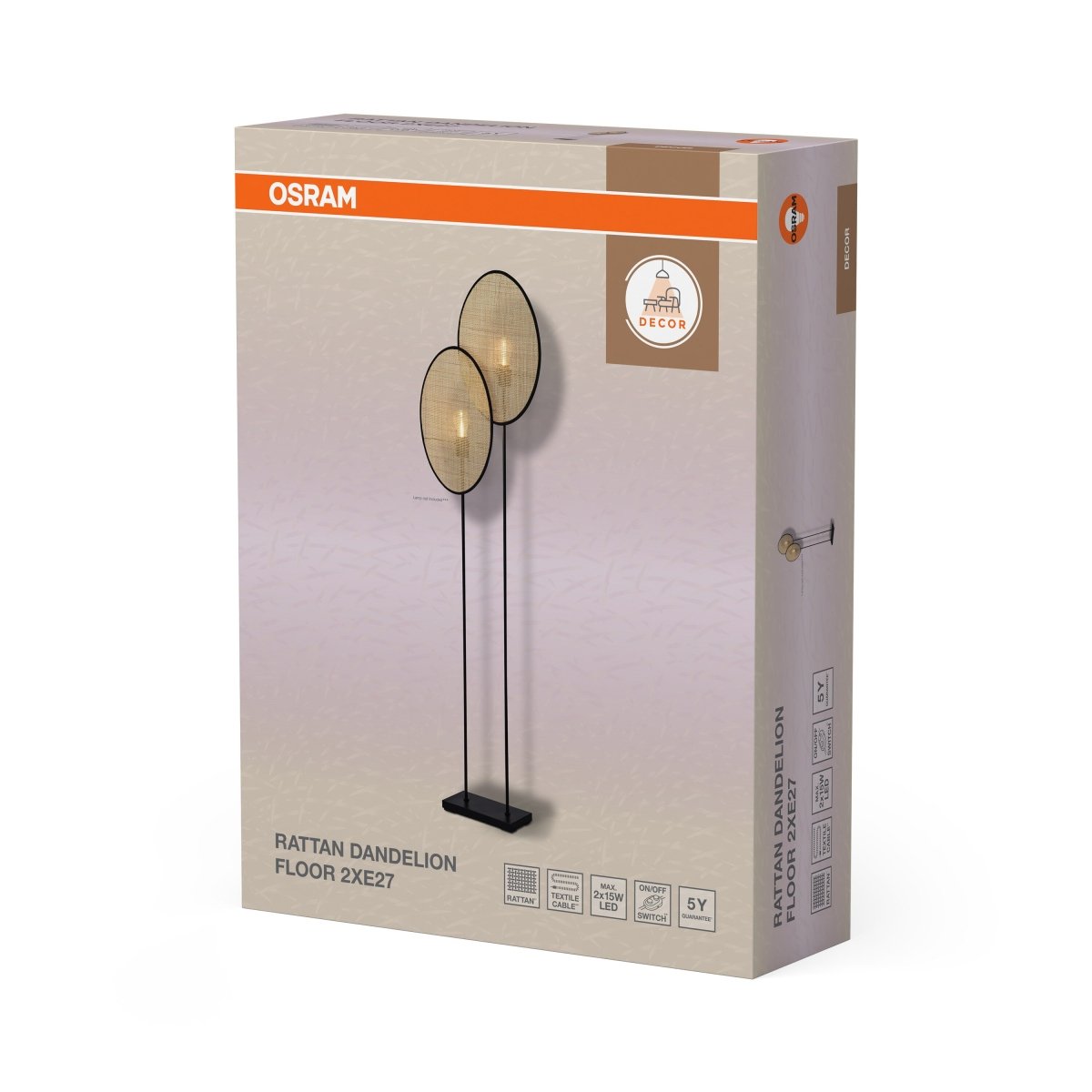 OSRAM Decor Rattan Dandelion Lampa stojąca 2xE27 brązowa - eshop Ledvance PL 4058075847286