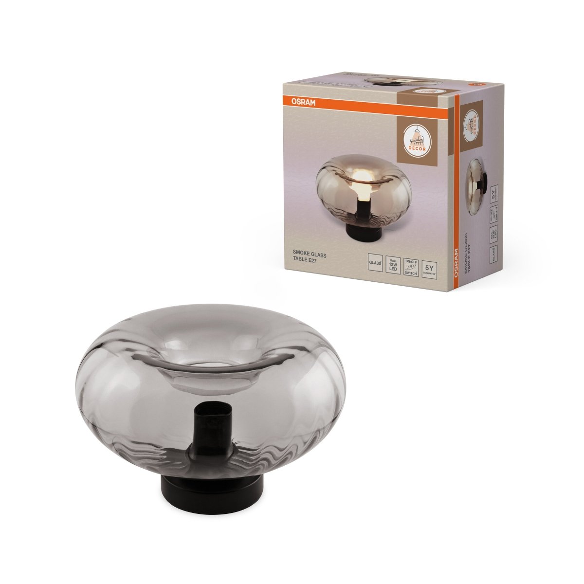 OSRAM Decor Smoke Glass Lampa stołowa E27 czarna - eshop Ledvance PL 4058075850040
