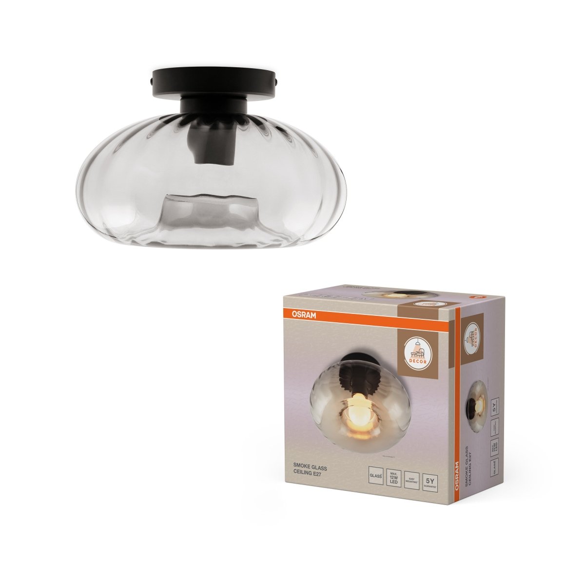 OSRAM Decor Smoke Glass Plafon E27 czarny - eshop Ledvance PL 4058075850026