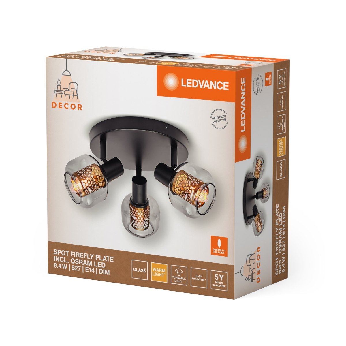 OSRAM DECOR SPOT FIREFLY 3x2.8W E14 czarny - eshop Ledvance PL 4058075838093