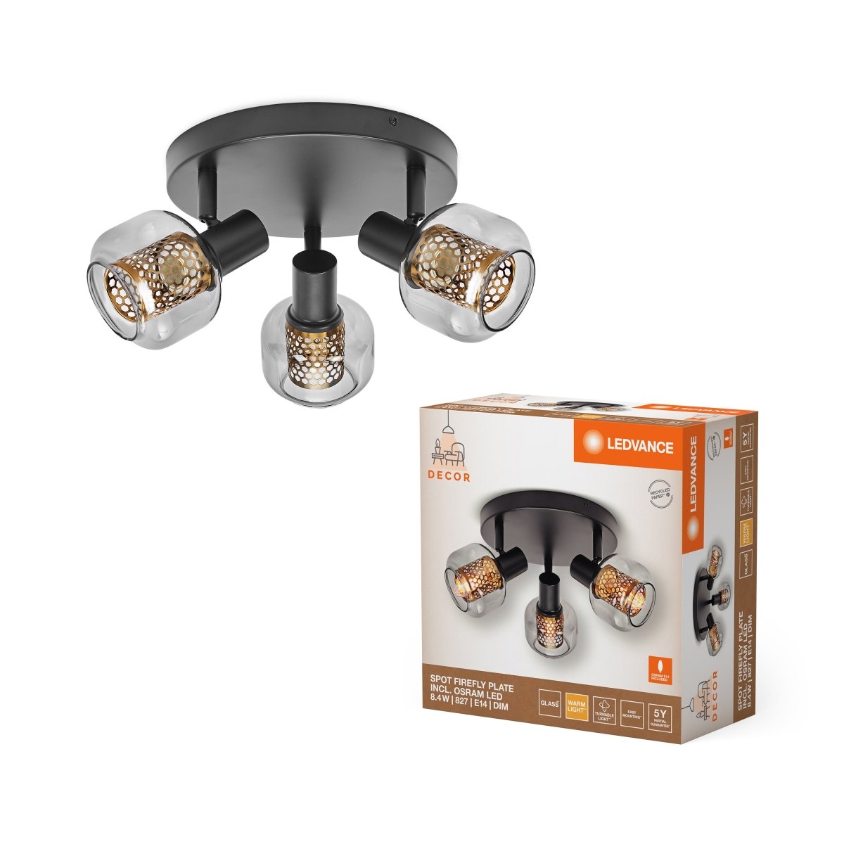 OSRAM DECOR SPOT FIREFLY 3x2.8W E14 czarny - eshop Ledvance PL 4058075838093
