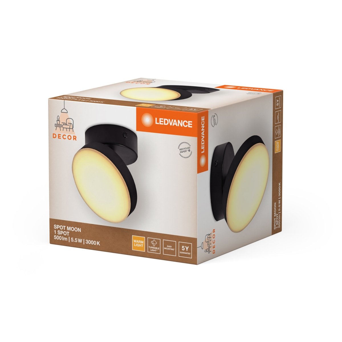OSRAM Decor Spot Moon 1 - Spot 5.5W 830 czarny mat - eshop Ledvance PL 4058075841468
