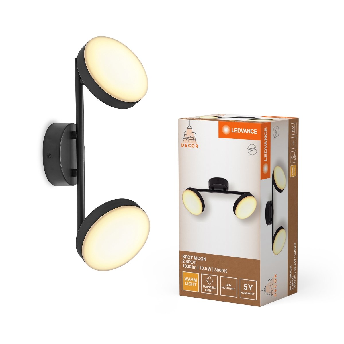 OSRAM Decor Spot Moon 2 - Spot 10.5W 830 czarny satynowy - eshop Ledvance PL 4058075841482