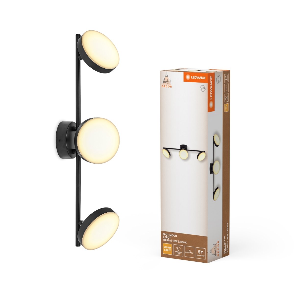 OSRAM Decor Spot Moon 3 - Spot 16W 830 czarny połysk - eshop Ledvance PL 4058075841505