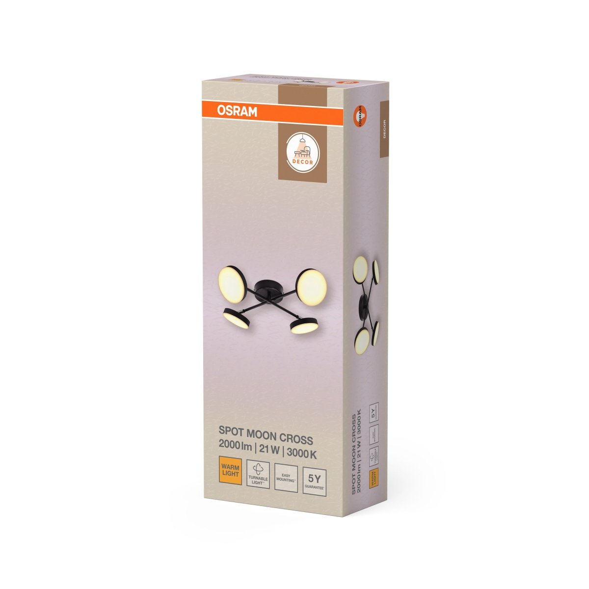 OSRAM DECOR SPOT MOON 4 - Spot krzyż 21W 830 czarny - eshop Ledvance PL 4099854472336