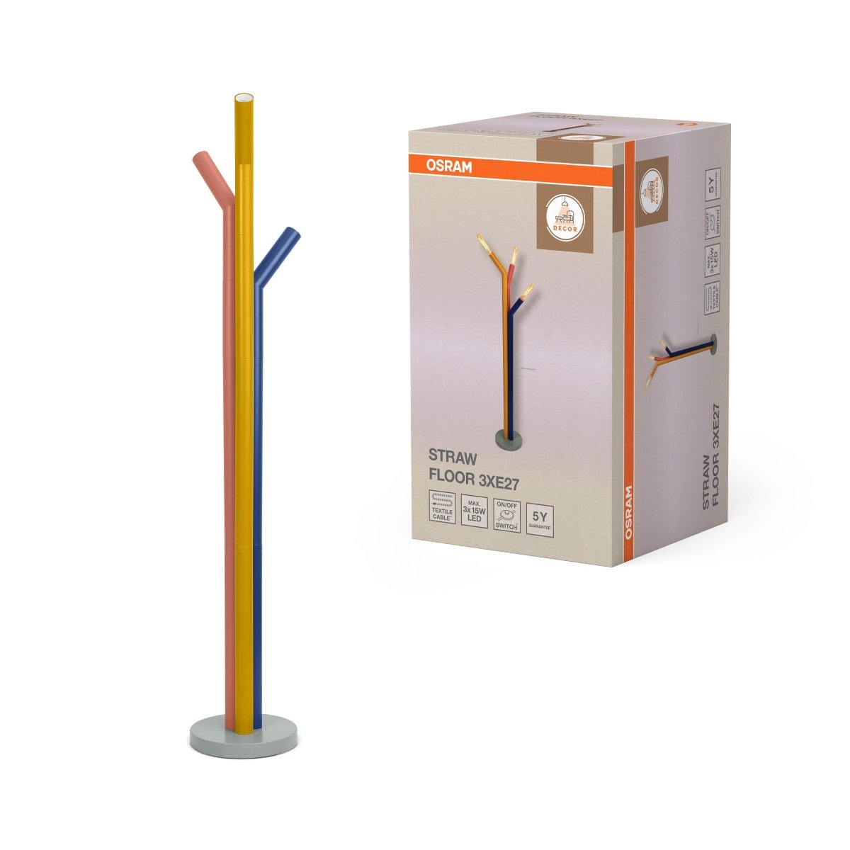 OSRAM Decor Straw Lampa stojąca 3xE27 multikolor - eshop Ledvance PL 4099854454981