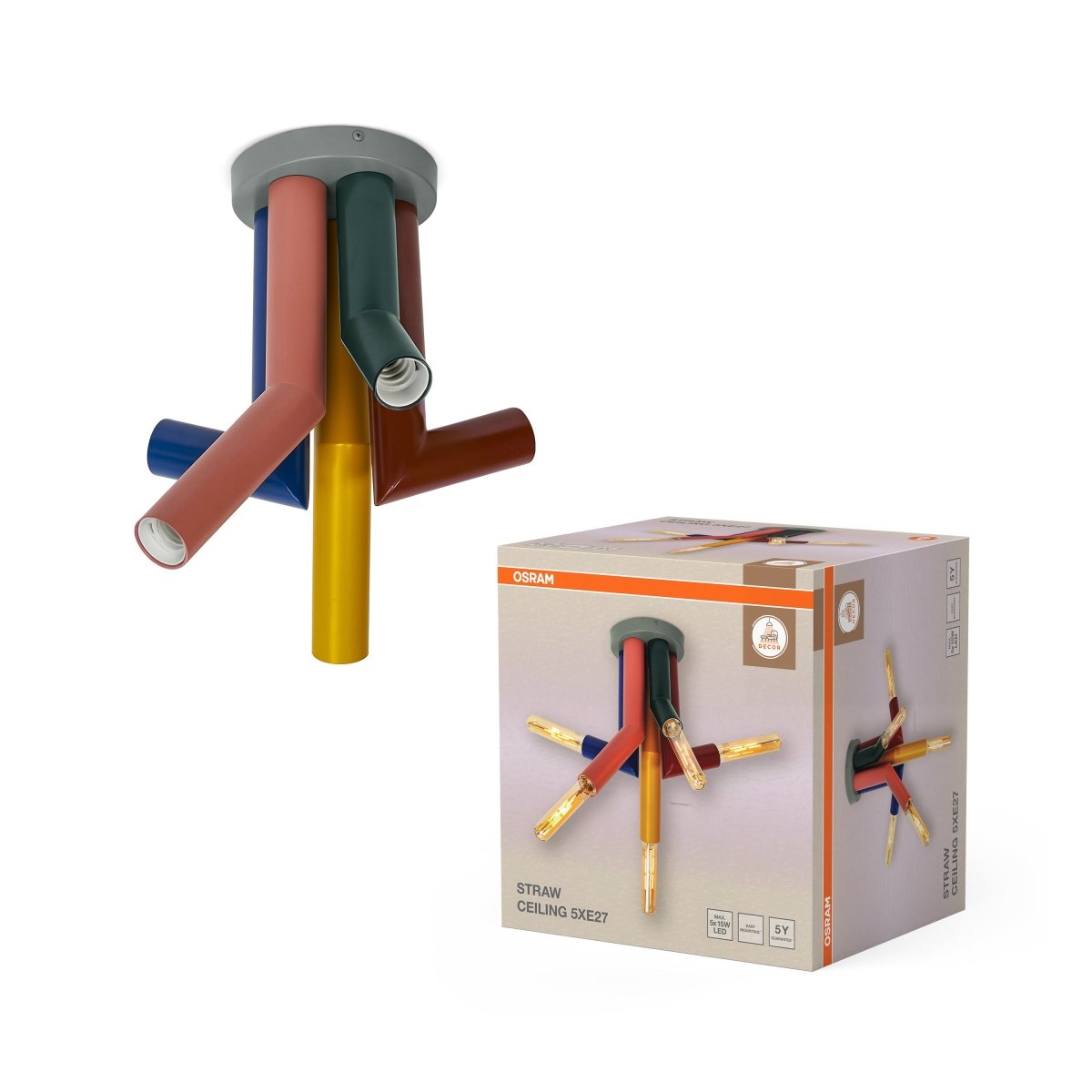OSRAM Decor Straw Plafon 5xE27 multikolor - eshop Ledvance PL 4099854454660