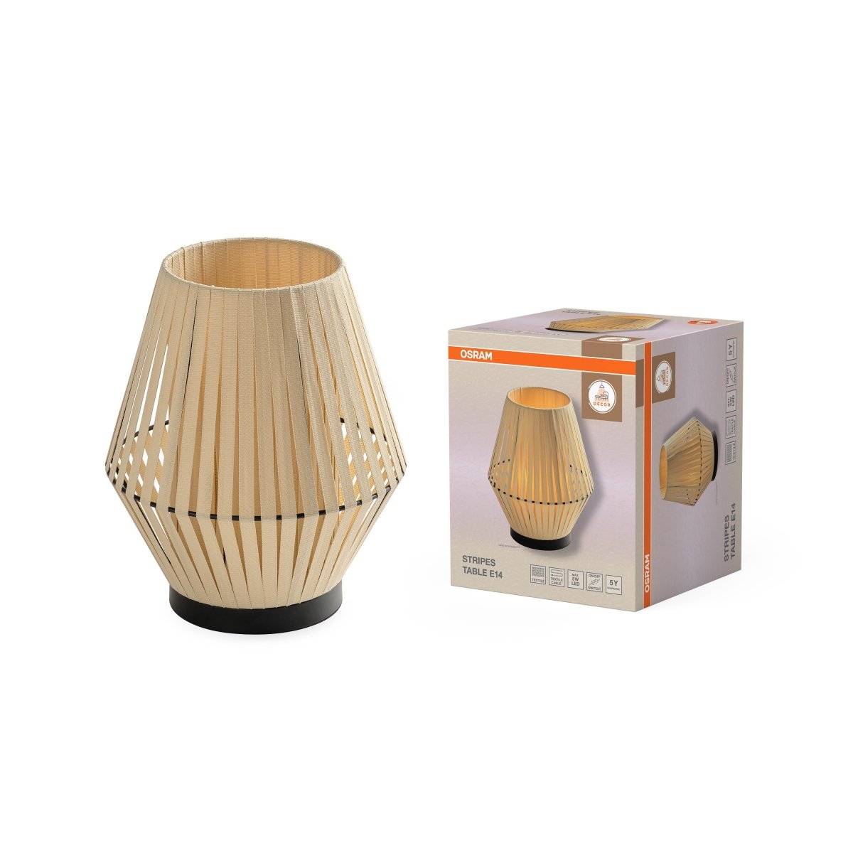 OSRAM Decor Stripes Lampa stołowa 1xE14 beżowa - eshop Ledvance PL 4058075848009