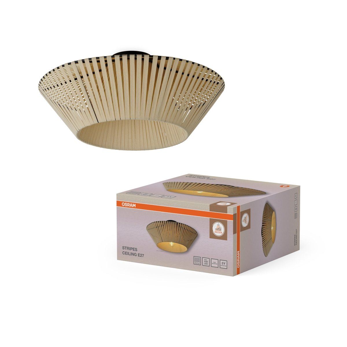 OSRAM Decor Stripes Plafon 1xE27 beżowy - eshop Ledvance PL 4058075847989
