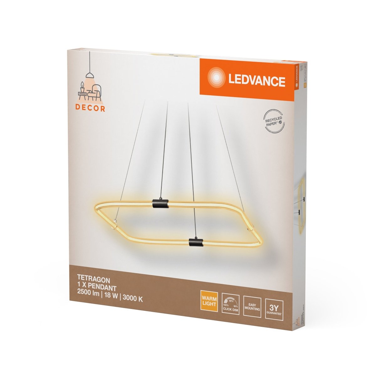 OSRAM Decor Tetragon Wisząca 18W 830 Click DIM - eshop Ledvance PL 4058075842182
