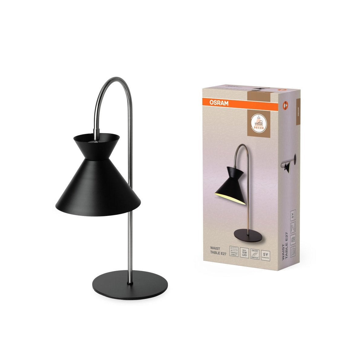 OSRAM Decor Waist Lampa stołowa E27 czarna - eshop Ledvance PL 4058075846722
