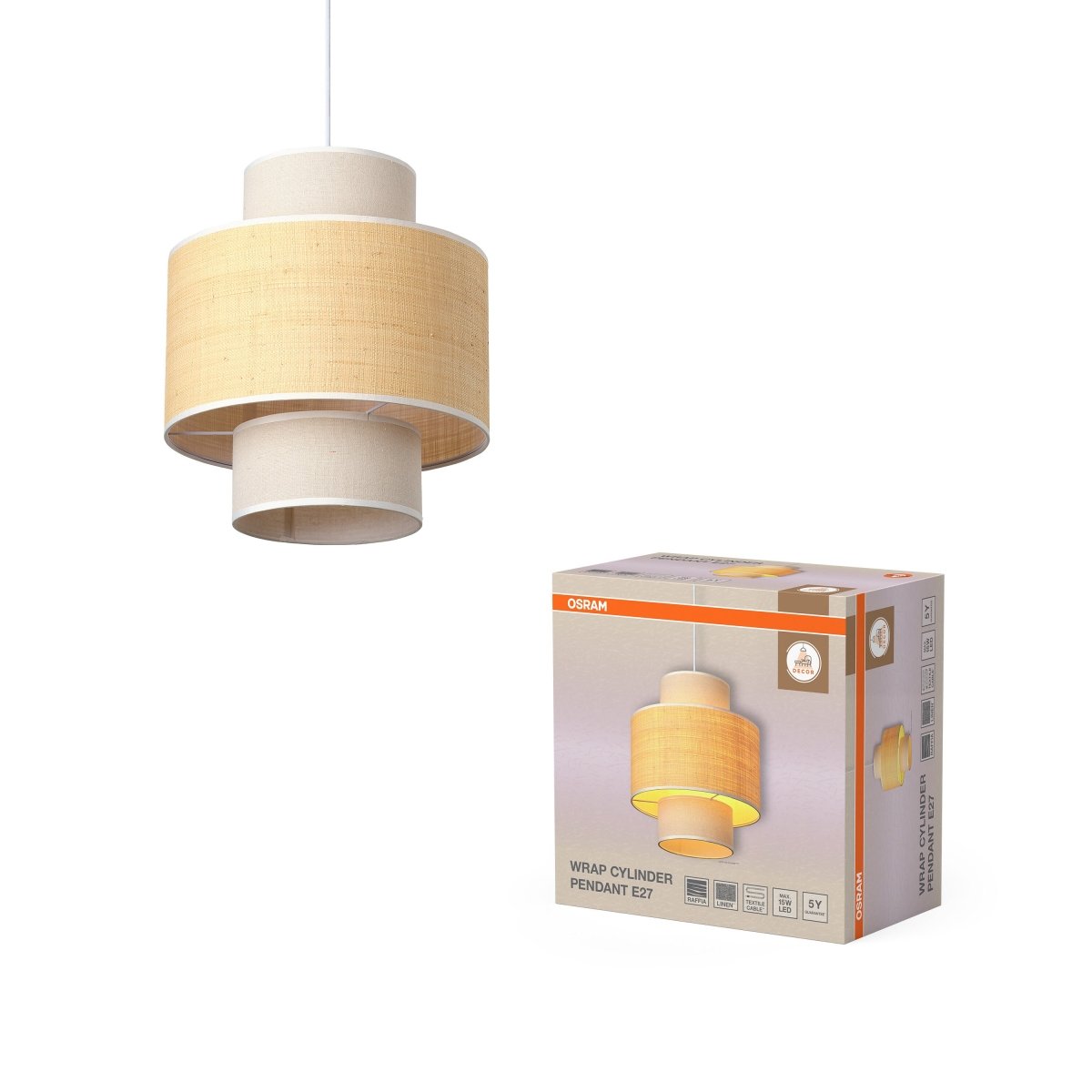 OSRAM Decor Wrap Cylinder Wisząca E27 beżowy - eshop Ledvance PL 4058075846845