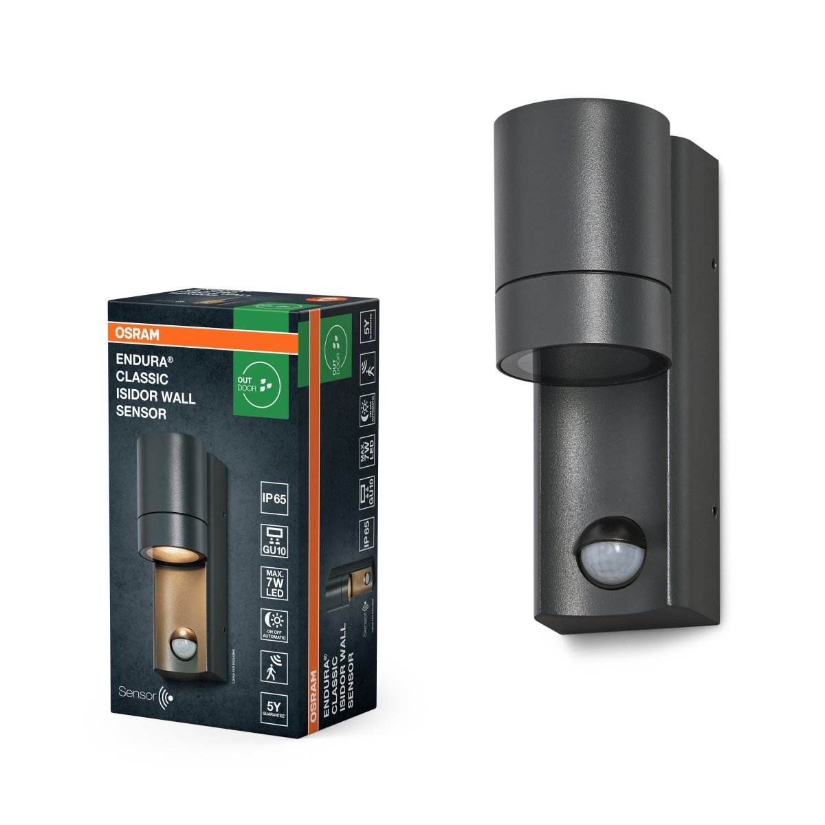 OSRAM Endura Classic IP65 Isidor Kinkiet, czujnik, szary - eshop Ledvance PL 4099854447860