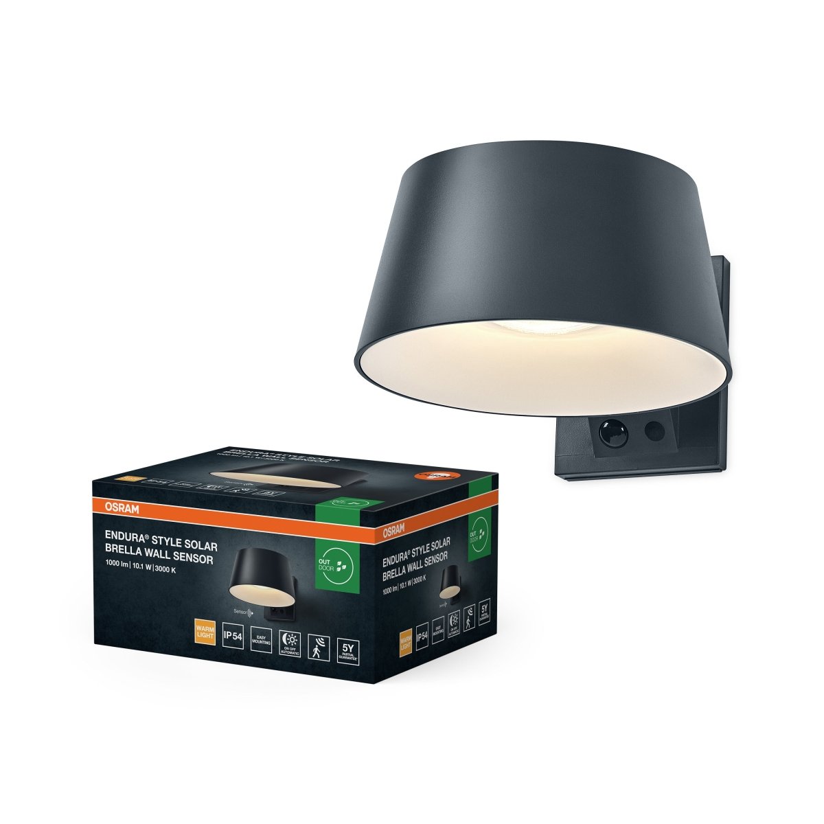 OSRAM ENDURA STYLE SOLAR BRIGHT SENSOR Kinkiet Brella szary - eshop Ledvance PL 4099854415111