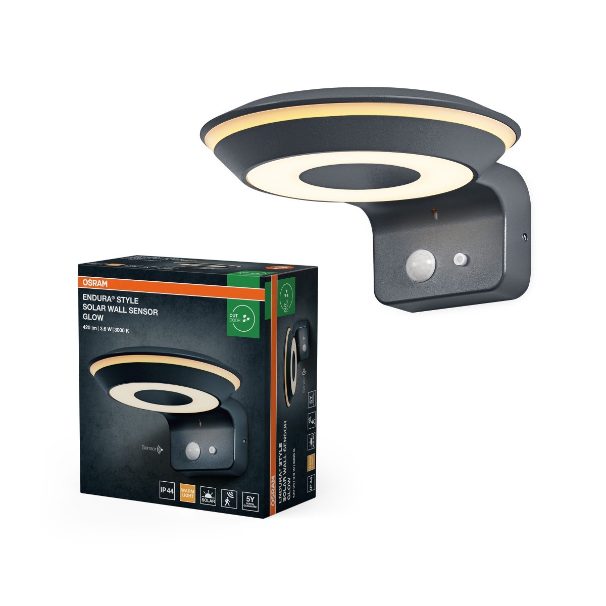 OSRAM Endura Style Solar GLOW kinkiet z czujnikiem 3.6W - eshop Ledvance PL 4099854455674