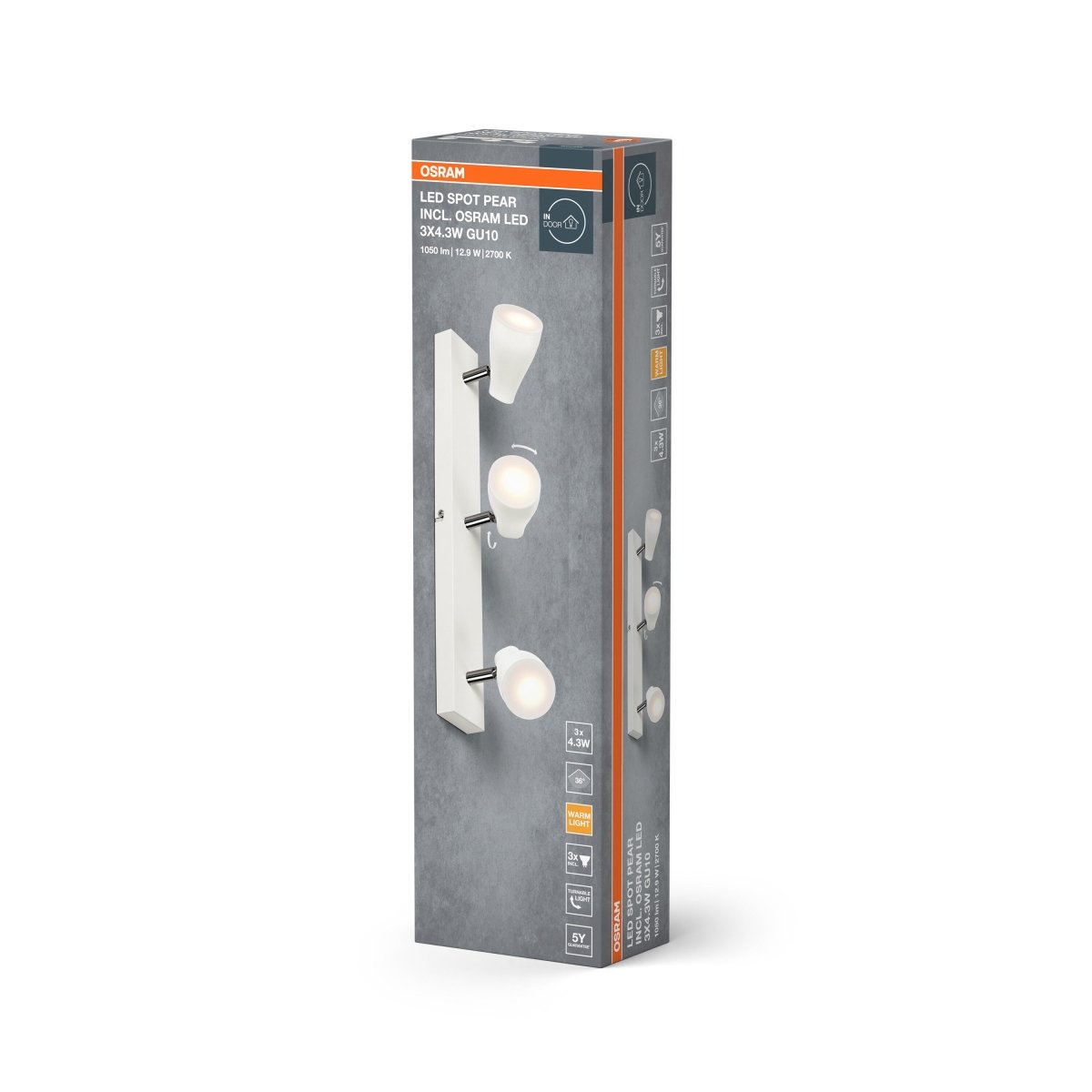 OSRAM LED SPOT PEAR biały 3x4.3W 2700K GU10 - eshop Ledvance PL 4099854473807