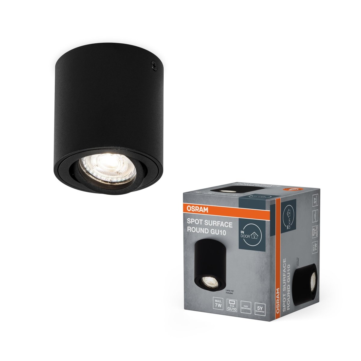 OSRAM LED SPOT SURFACE okrągła GU 10 czarna - eshop Ledvance PL 4099854445965