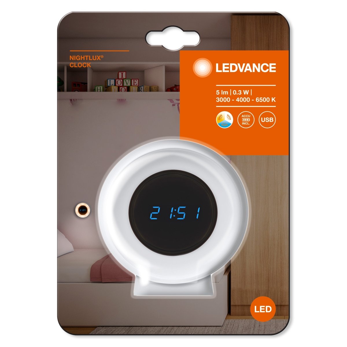 OSRAM NIGHTLUX CLOCK 0.3W - eshop Ledvance PL 4058075757721