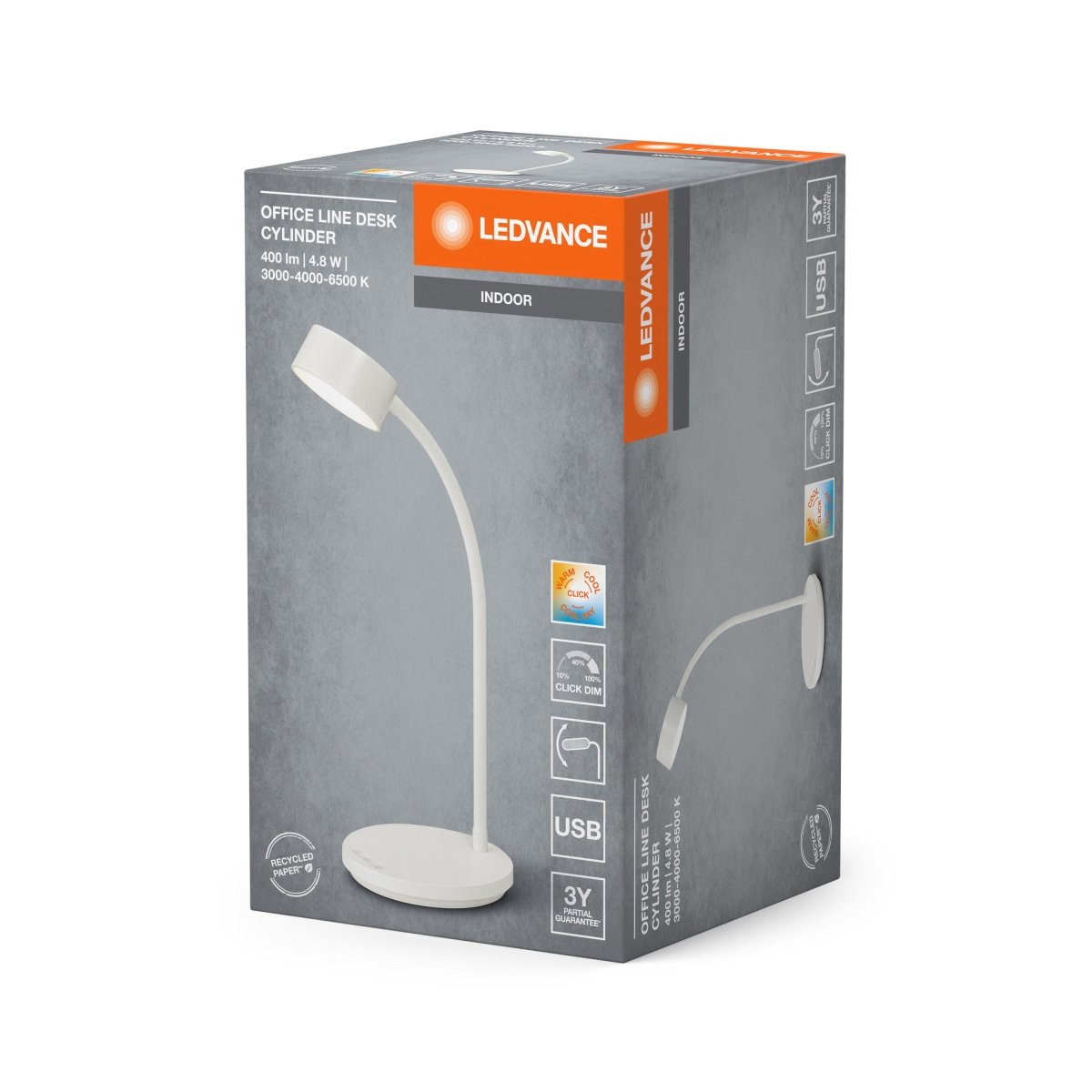 OSRAM Office Line Desk Cylinder 4.8W CCT, ściemnialny, biały - eshop Ledvance PL 4099854388446