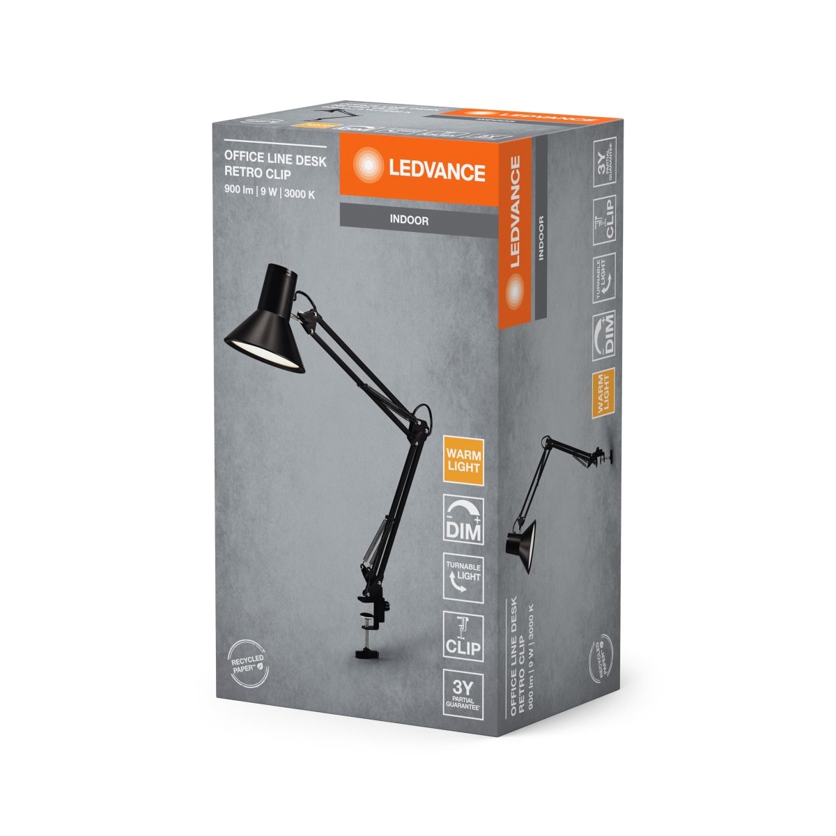 OSRAM Office Line Desk Retro Clip 9W 830, czarny - eshop Ledvance PL 4099854388385
