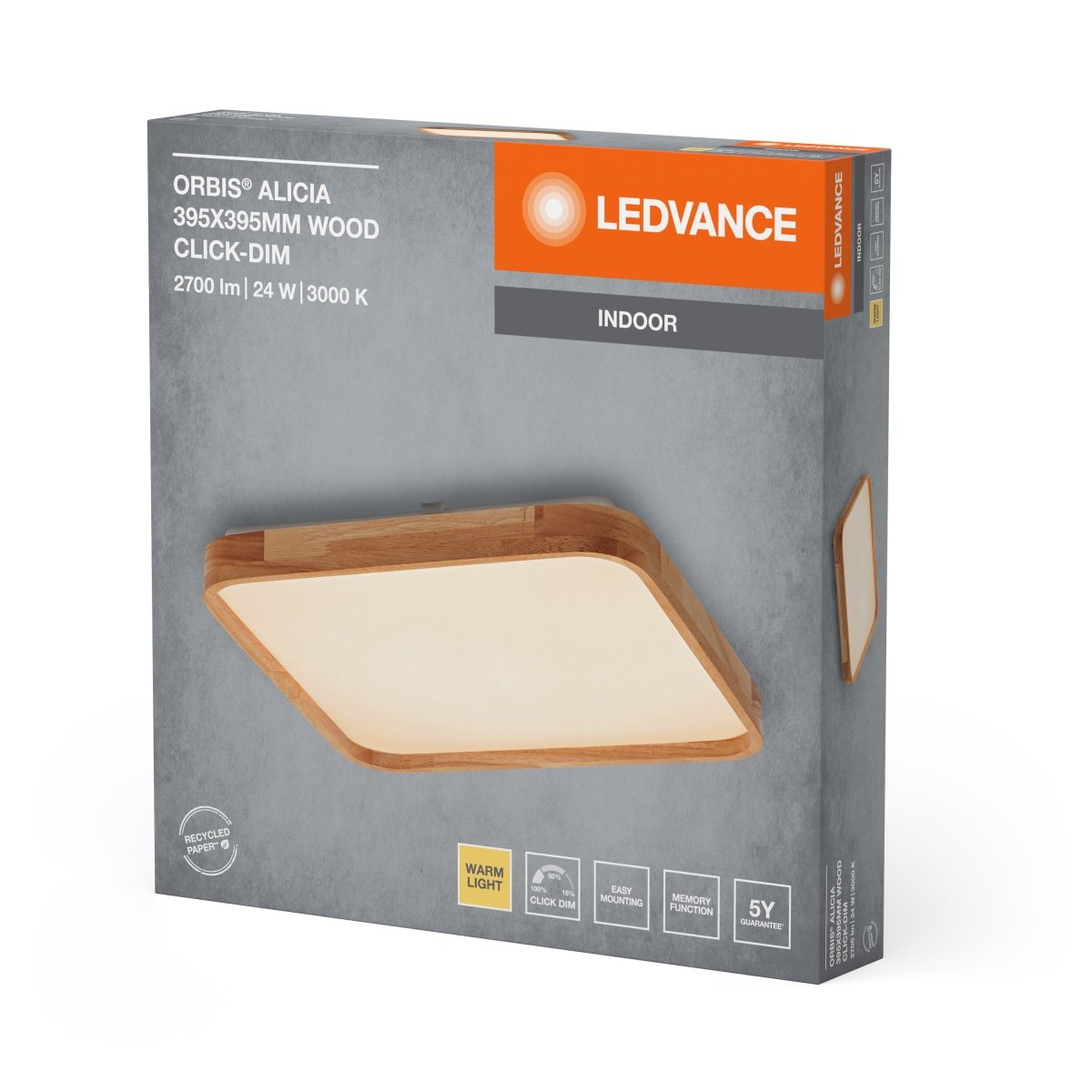 OSRAM Orbis Alicia 395x395MM 24W 830 Click DIM dekor drewno - eshop Ledvance PL 4099854283703