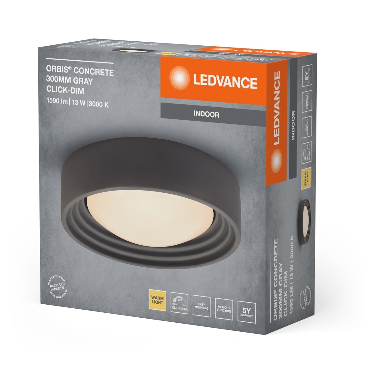 OSRAM Orbis Concrete 300MM 13W 830 Click DIM szary - eshop Ledvance PL 4099854278761