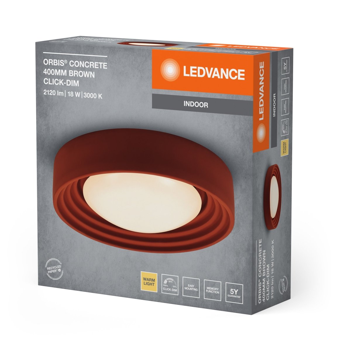 OSRAM Orbis Concrete 400MM 18W 830 Click DIM brązowy - eshop Ledvance PL 4099854278846