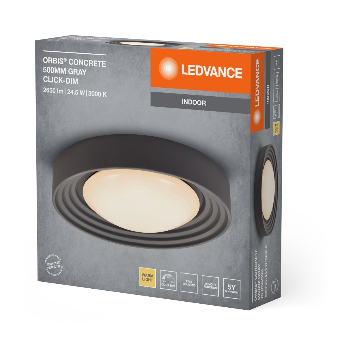 OSRAM Orbis Concrete 500MM 24.5W 830 Click DIM szary - eshop Ledvance PL 4099854278808