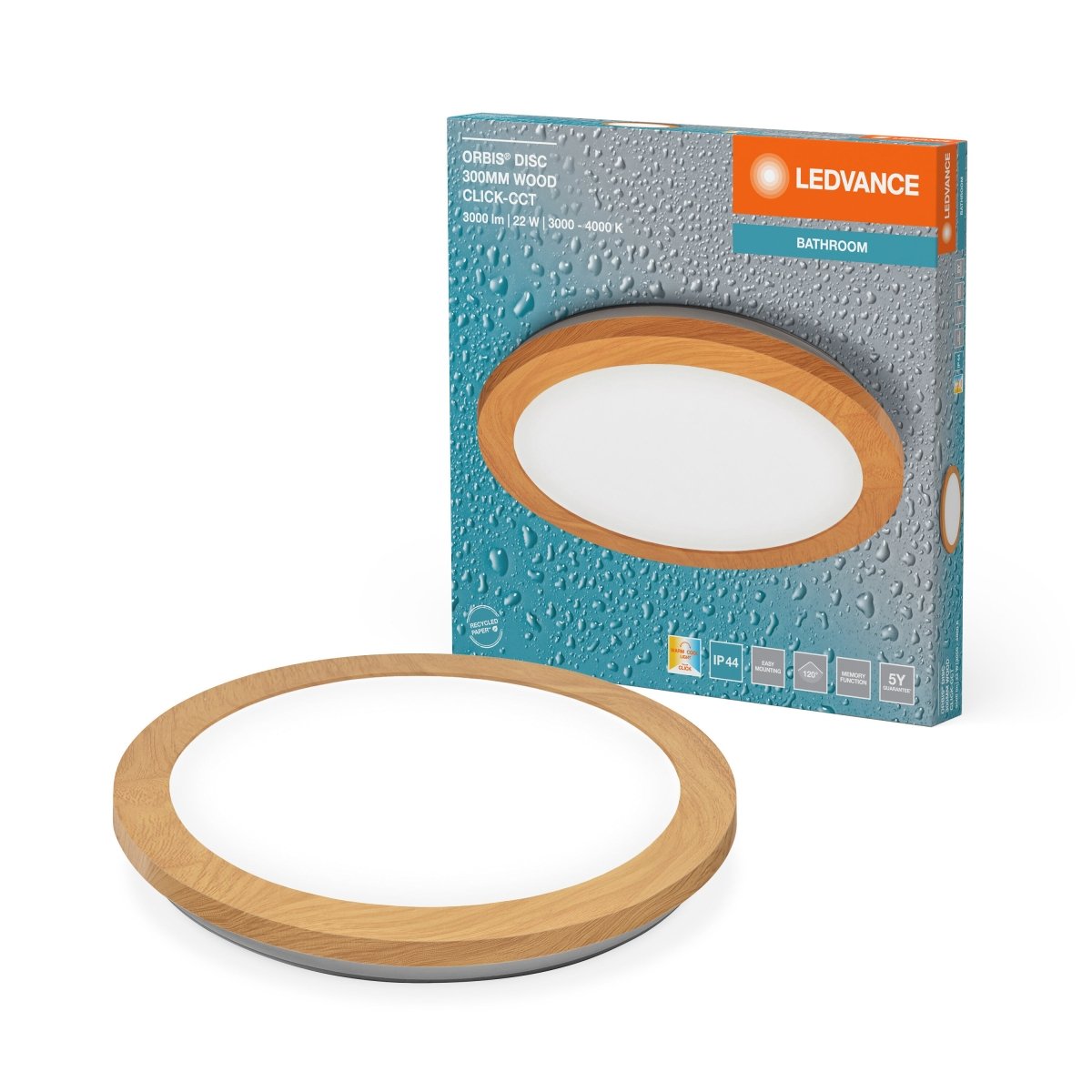 OSRAM Orbis Disc 30CM 22W Click CCT IP44 dekor drewno - eshop Ledvance PL 4099854279638
