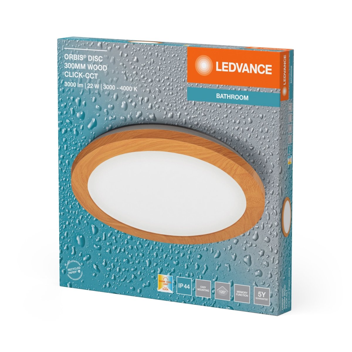 OSRAM Orbis Disc 30CM 22W Click CCT IP44 dekor drewno - eshop Ledvance PL 4099854279638