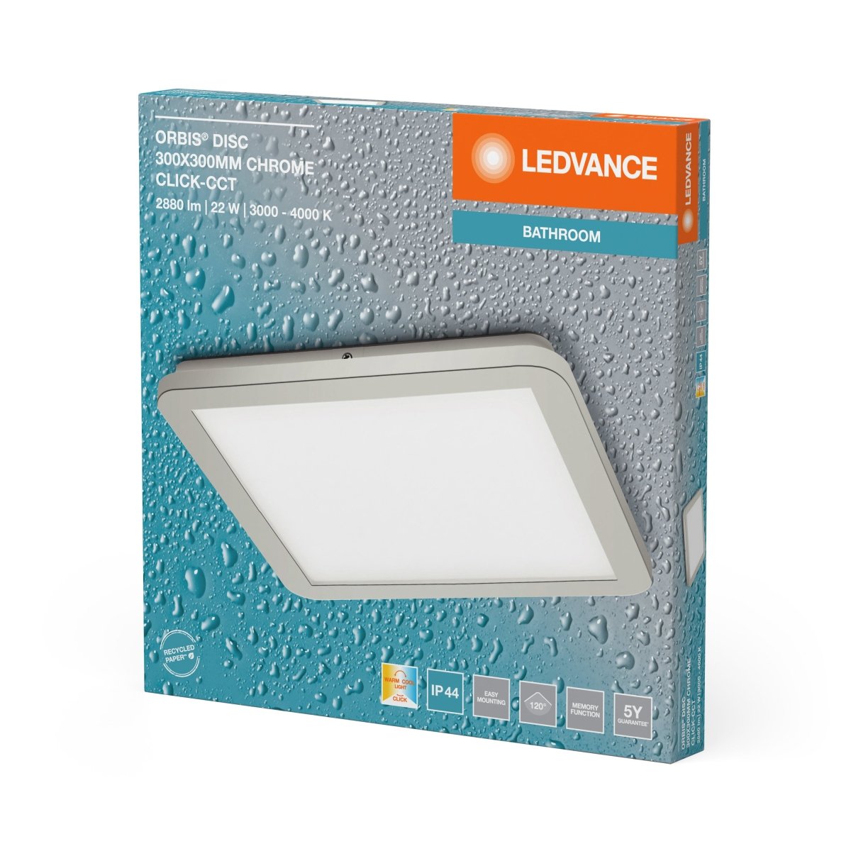 OSRAM Orbis Disc 30X30CM 22W Click CCT IP44 chrom - eshop Ledvance PL 4099854279652