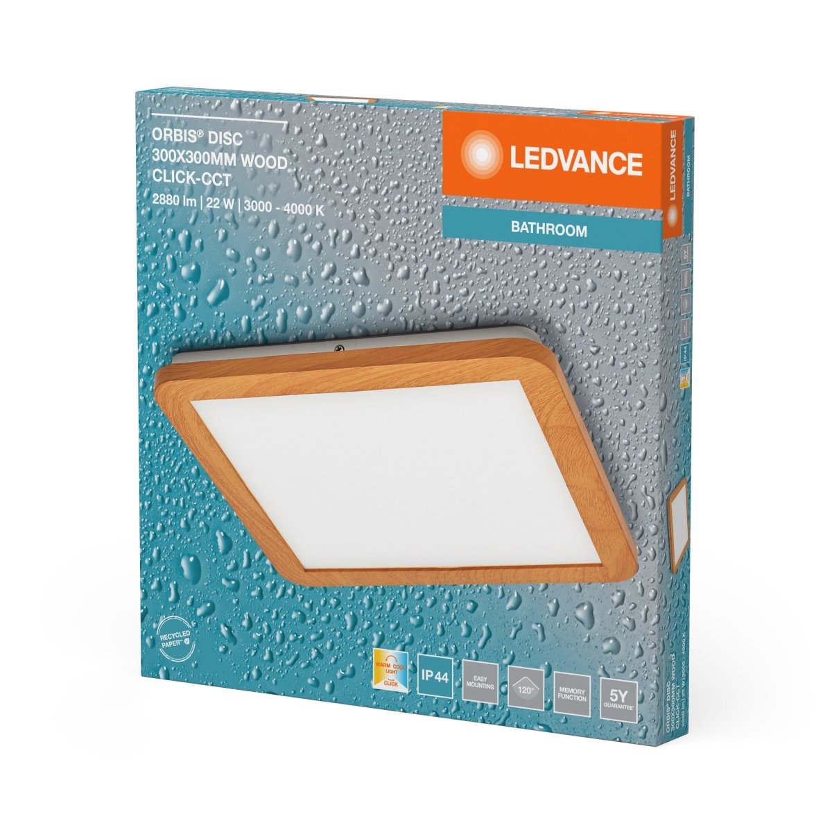 OSRAM Orbis Disc 30X30CM 22W Click CCT IP44 dekor drewno - eshop Ledvance PL 4099854279690