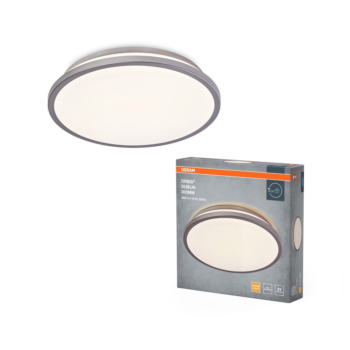 OSRAM ORBIS DUBLIN 300mm 16W 830 srebrny - eshop Ledvance PL 4099854447709