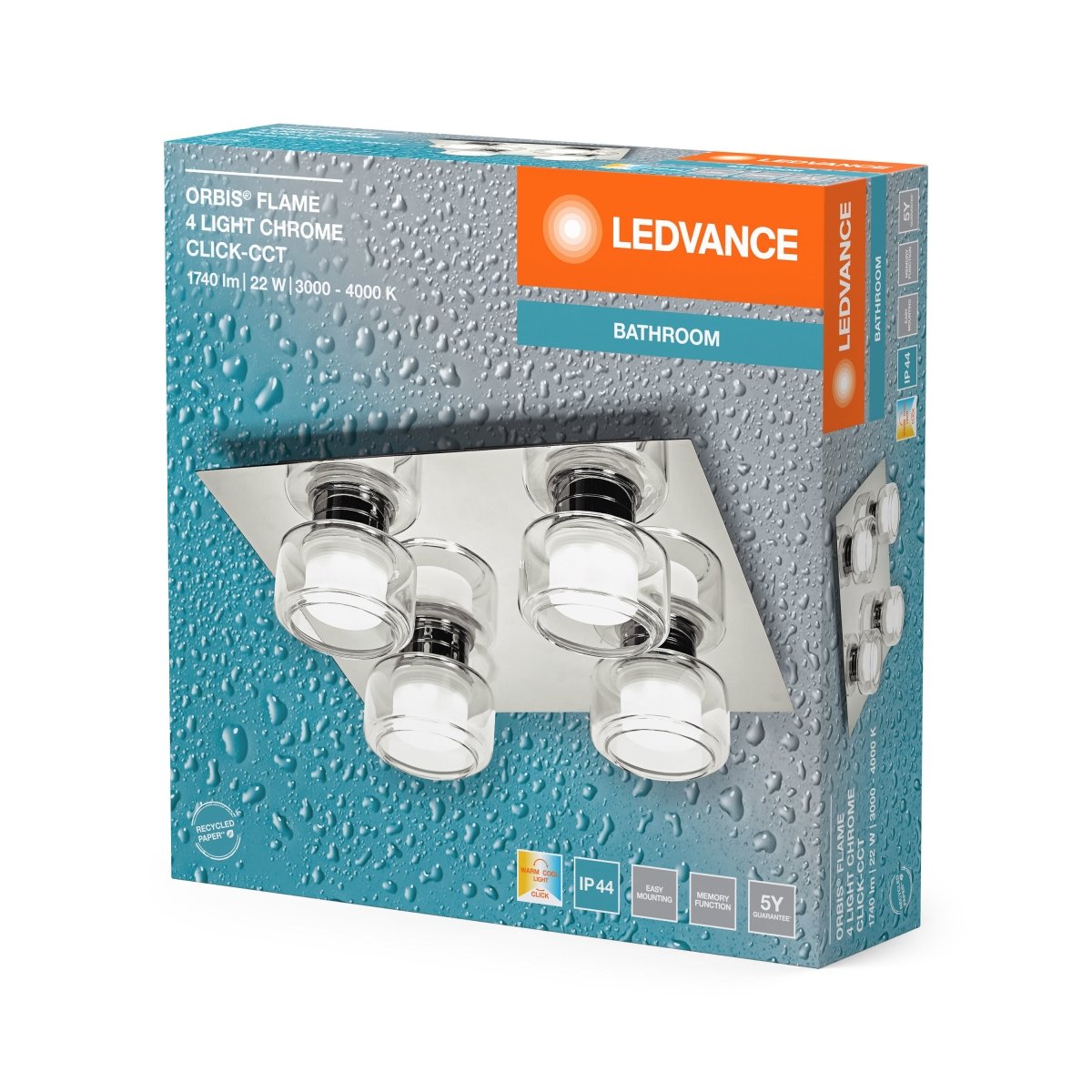 OSRAM Orbis Flame 4x5.5W Click CCT IP44 chrom - eshop Ledvance PL 4099854276255